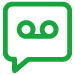 A green voicemail icon with a tape graphic.